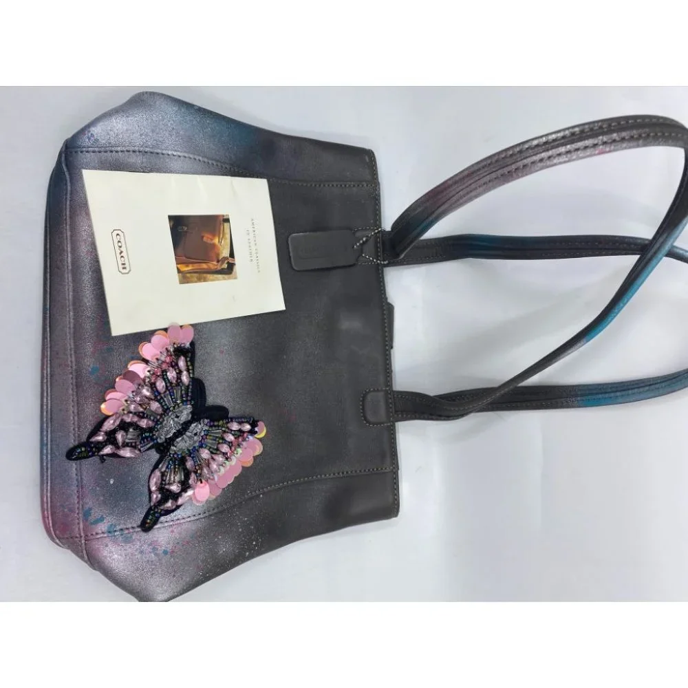 COACH Vintage Leather Crossbody Gray Silver - Picture 11 of 13